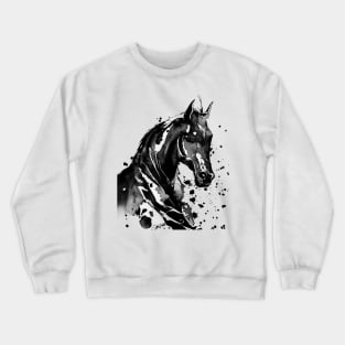 Paint-Washed Silhouette of a Racehorse With a Splattered Background Digitally Enhanced Crewneck Sweatshirt